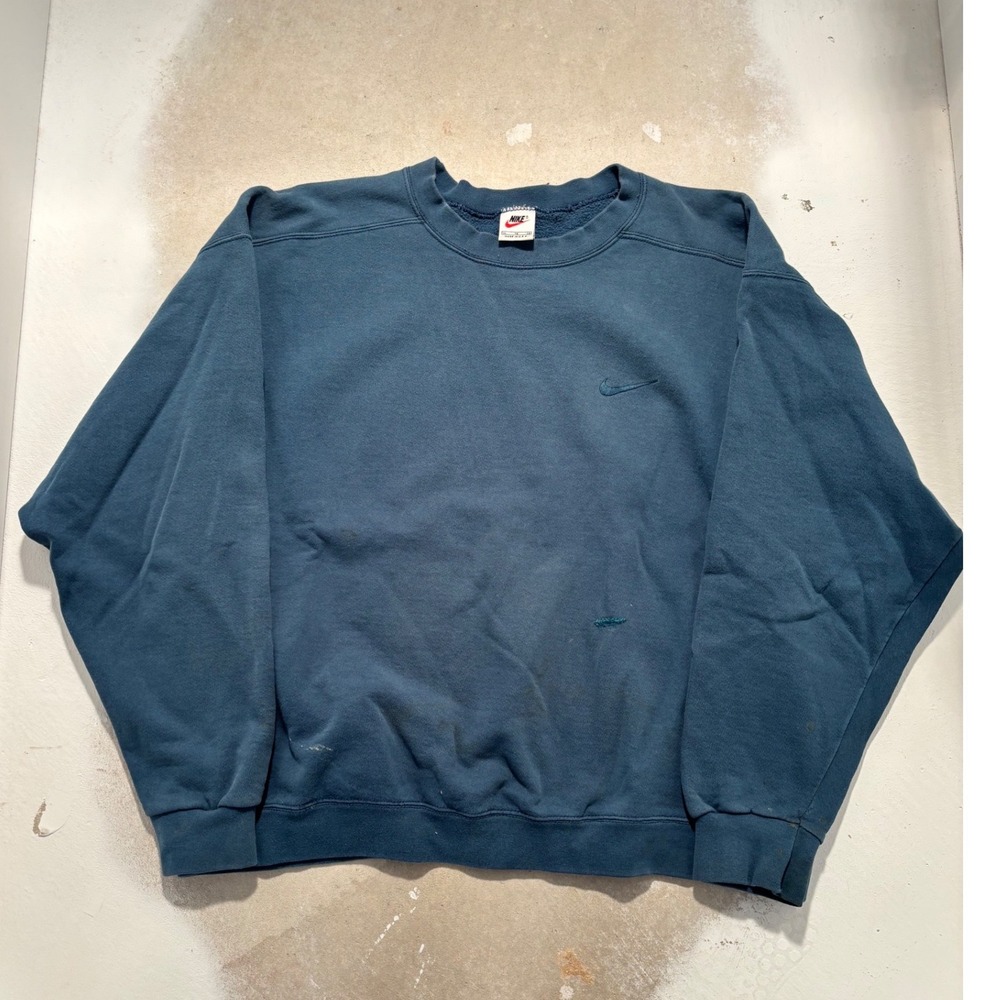 Vintage Nike Sweatshirt Mens XL Blue Crewneck Embroidered Swoosh 90s Made in USA